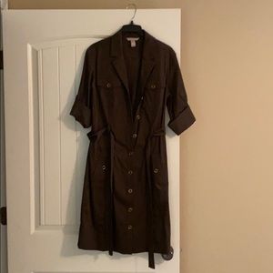 Banana Republic Olive green Belted safari dress